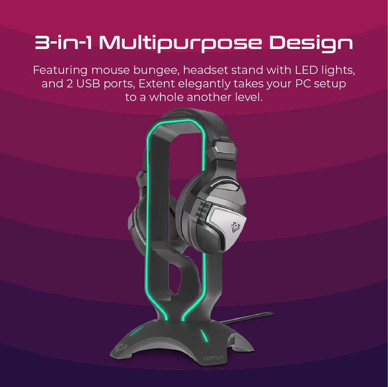 Extent Multi Purpose Mouse Bungee With Headphone Stand & USB Hub