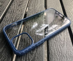مور برو غطاء حماية لهاتف ايفون 12 برو بتصميم مموج, أزرق/شفاف