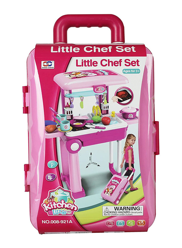Kitchen Little Chef 2 In 1 Luggage Cook Pretend Play Set with Lights & Sound, Ages 3+