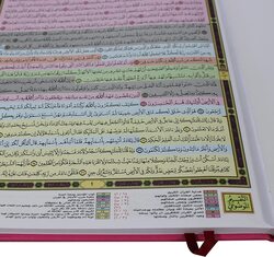 The Holy Qur’an with the substantive division of the verses of the Holy Qur’an, my collections, (Pink)