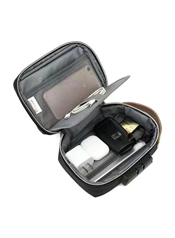 Poso Top Handle Multi Pocket Waterproof Storage Bag with Charging Port, Black