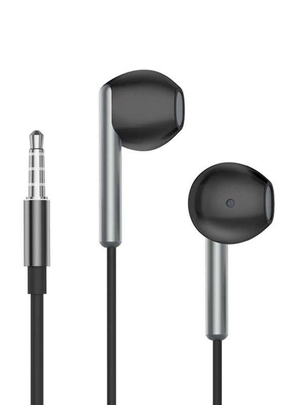 Stereo 3.5mm Jack In-Ear Earphones with Mic, Black/Grey