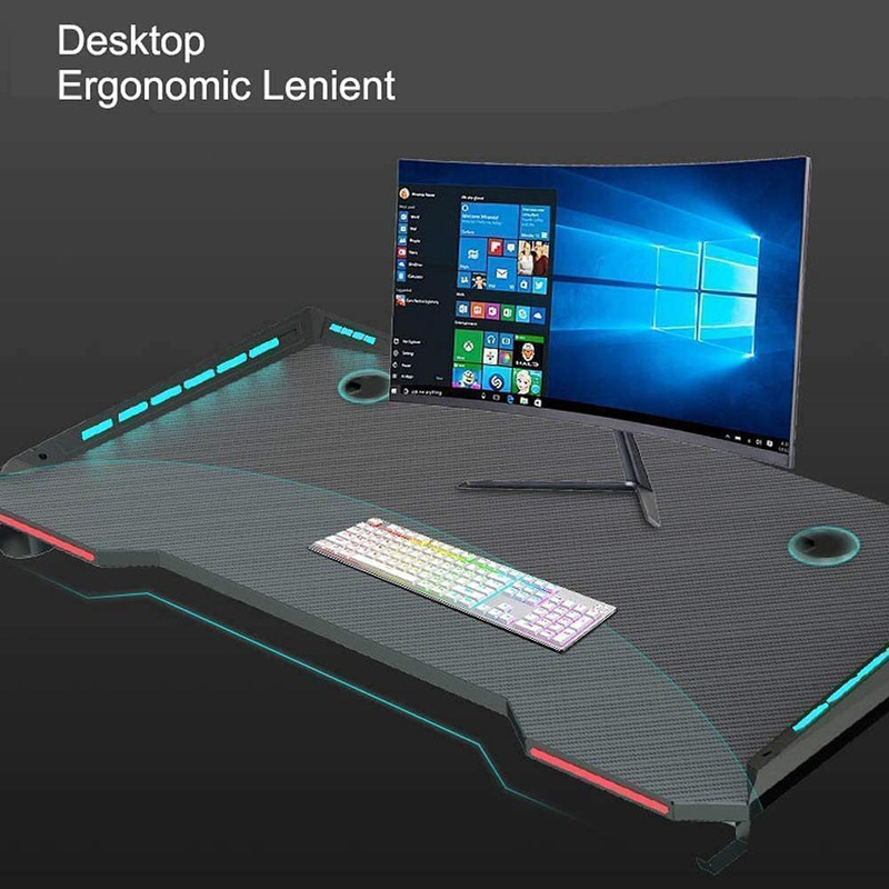 Gaming Y Shaped Desk with LED RGB Lights for PC Computer, Black