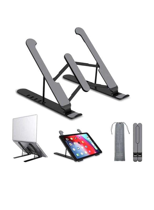 Portable Adjustable Height Folding Laptop Stand, Black