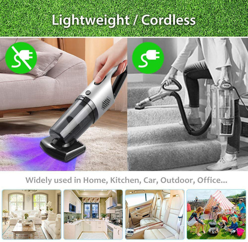 Handheld Cordless Car Vacuum Cleaner, 120W, Grey/Black/Clear