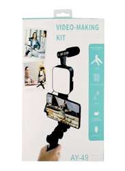 A-49 Vlogging Live Streaming Kit with Microphone Tripod, Black