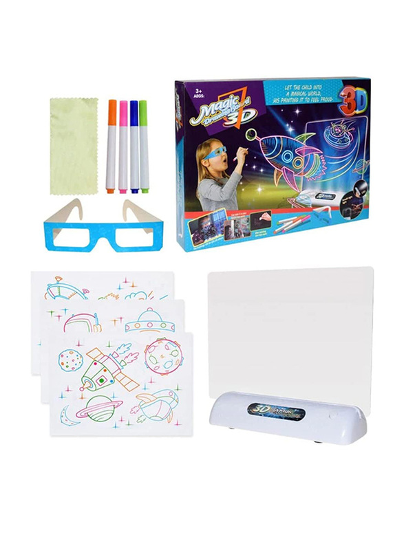 Yama Group 3D Magic Drawing Board with LED Light, 11 Pieces, Ages 3+
