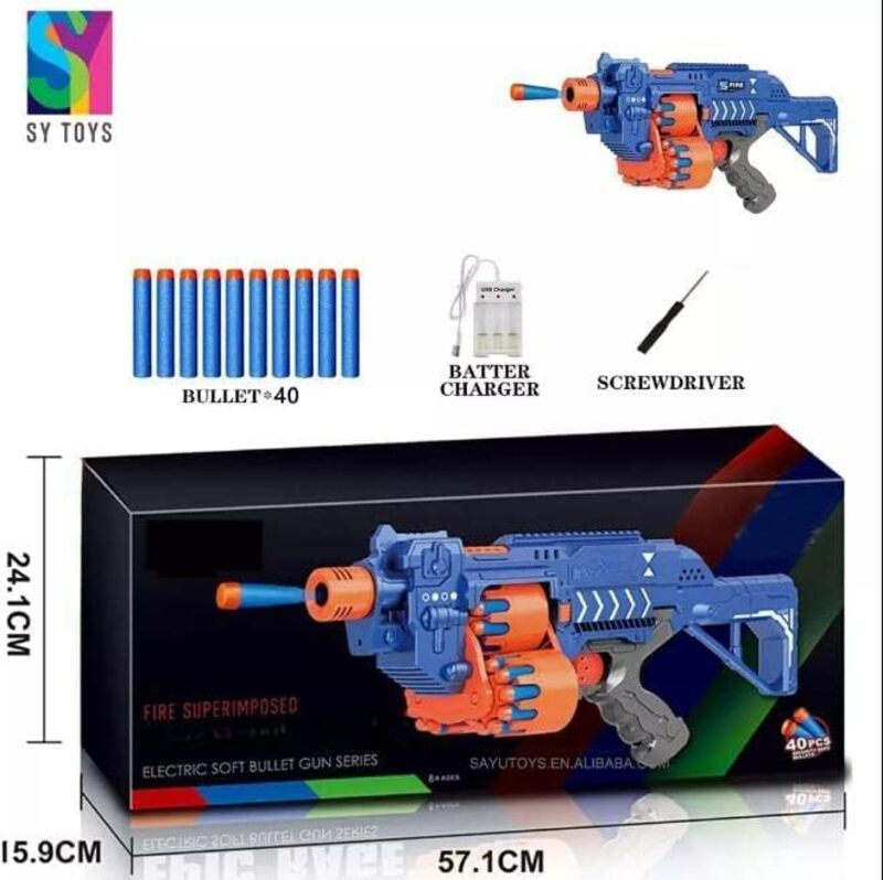 Electric Soft Bullet Toy Gun 40 Foam Bullets Included Target Shooting Game Gun Toy for Kids & Adults.