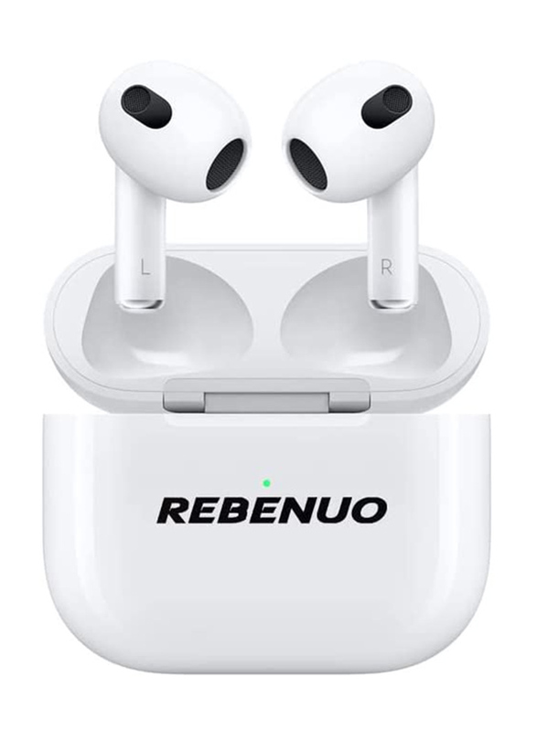 Rebenuo True Wireless In-Ear Earbuds with Charging Case, White,