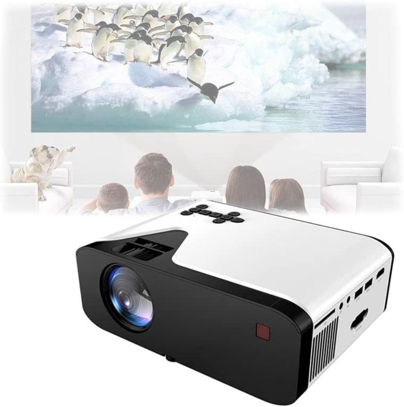 Mini Portable HD LED Wired Home Theatre Projector with Remote Control, White