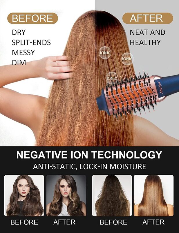 Aburiya AB 001 1300W Hair Styler Hot Air Brush One Step Negative Ion Electronic Dryer Hair Straightener  Curler Comb