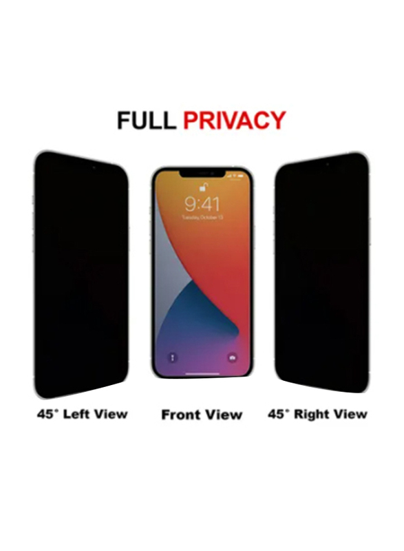 18D Large Arc Edges Smooth Explosion Proof Air Bag Glass Privacy Screen Protector for Apple iPhone 13 Pro Max, Black