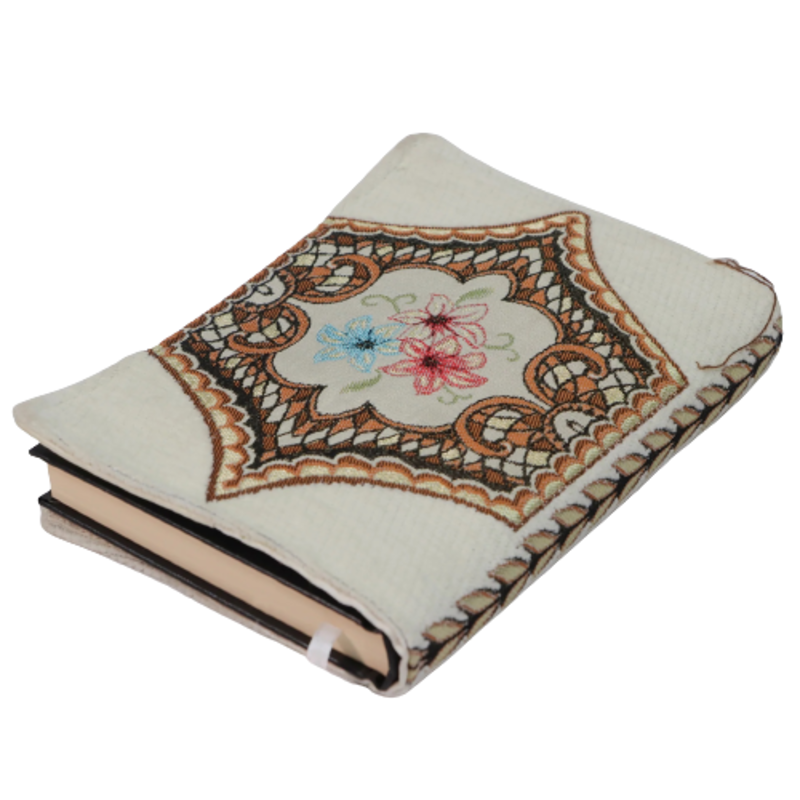 Embroidered silk cover to save the Quran (White)