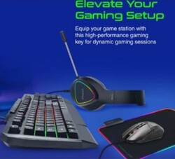 Rainbow Backlit Wired Gaming Keyboard & Mouse Combo  RGB Foldable Gaming Mouse Pad  Pro Gaming Over Ear Headset