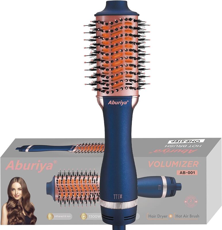 Aburiya AB 001 1300W Hair Styler Hot Air Brush One Step Negative Ion Electronic Dryer Hair Straightener  Curler Comb