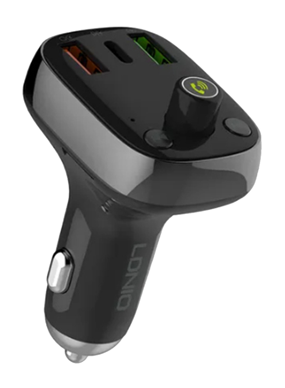 Ldnio Dual USB Port Car Charger with FM Transmitter, Black