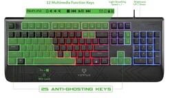 Rapid Wired Semi Mechanical Gaming Keyboard  Rainbow Backlight  25 key Anti Ghosting   Semi Mechanical Keys  4 Backlight Modes