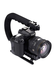 AY49U Professional Camera Stabilizer Handheld Gimbel with Mic & Flash, Black