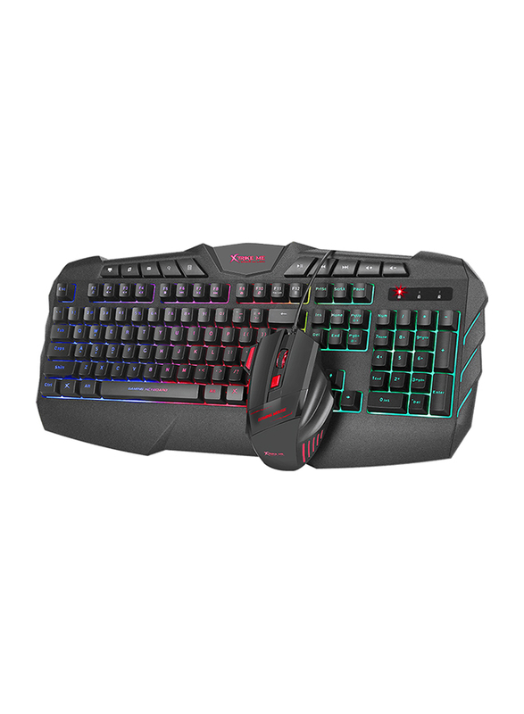 Xtrike Me Professional Gaming Rainbow Backlit Keyboard and Mouse Set, Black