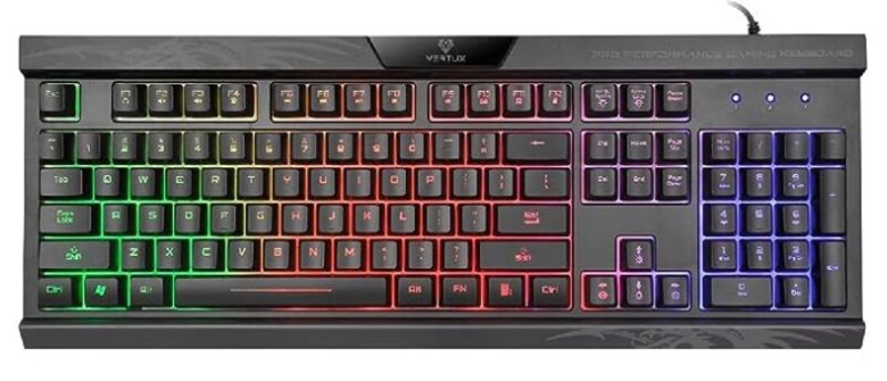 Pro Performance Gaming Keyboard  4 Rainbow Backlight Effects  26 key Anti Ghosting   Raised Keys  Quick Media Controls  4 Backlight Modes