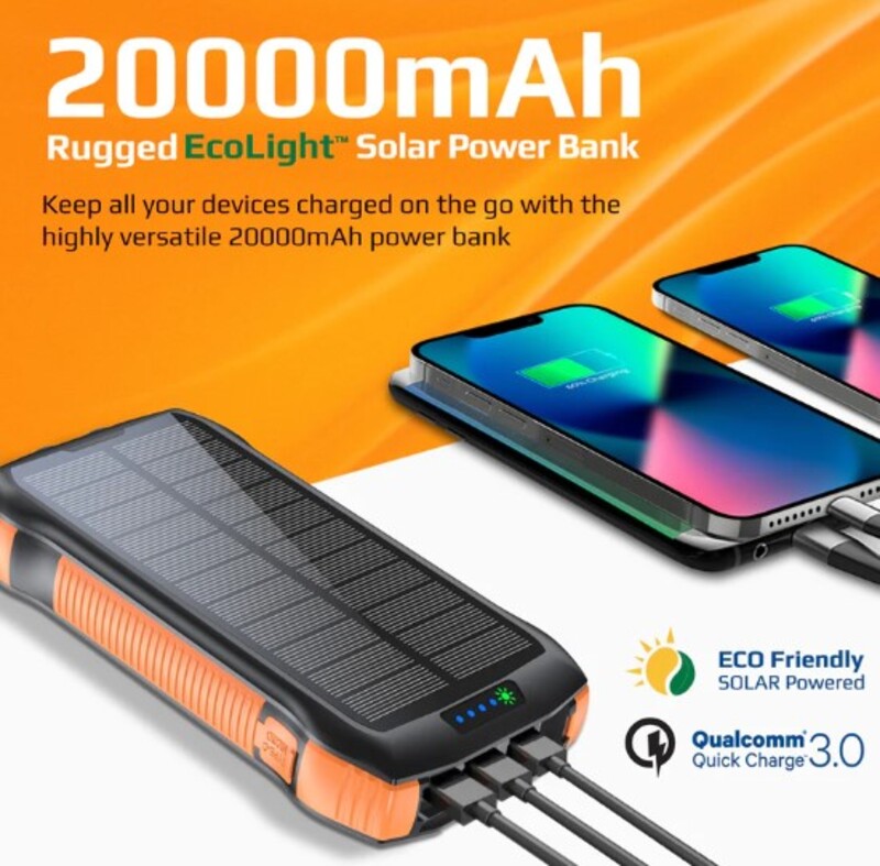 Promate 20000mAh Solar Power Bank