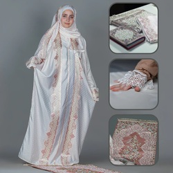 Sama prayer set: a dress, a carpet, and a Quran cover.(Cream)