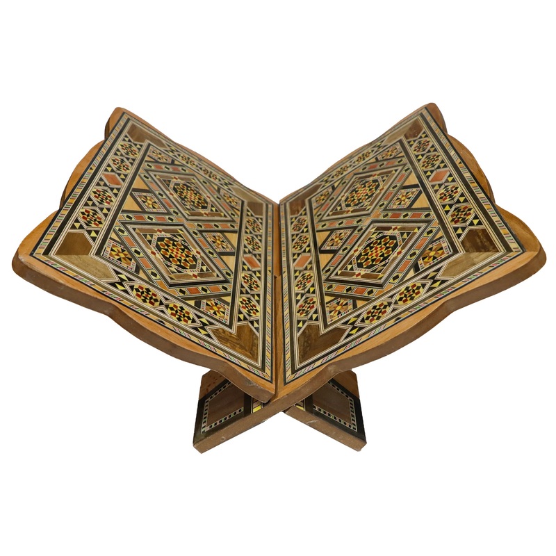 Quran Stand with Damascus Mosaic Engravings.(Big Size)