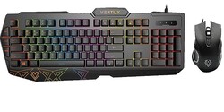لوحة مفاتيح سلكية للألعاب وماوس بإضاءة خلفية  إضاءة خلفية بألوان  الطيف  مفاتيح  مطاطية  بعمر 50 مليون ضغطة مفتاح  3 مفاتيح ماكرو قابلة للبرمجة