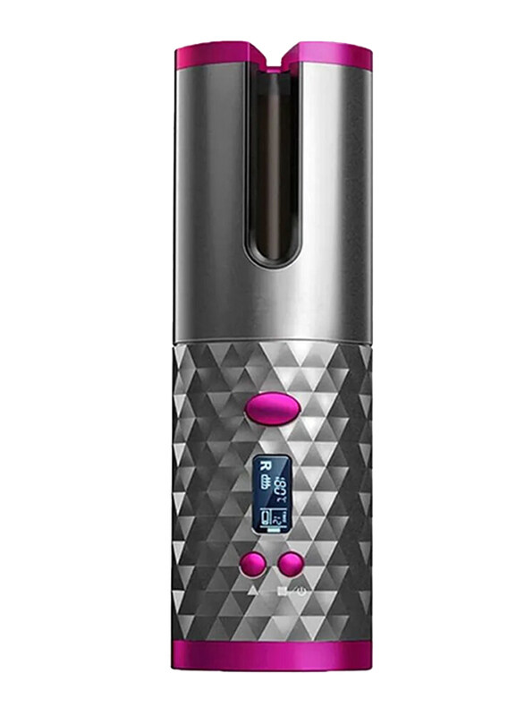 

Generic Rechargeable Cordless Automatic Hair Curler, S600, Grey/Pink