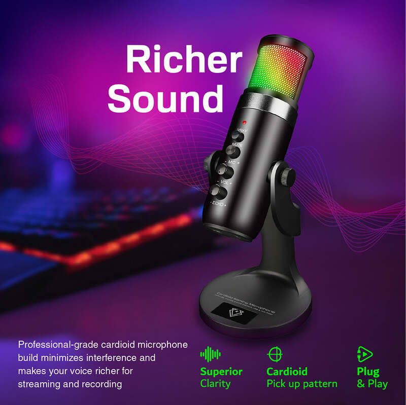 Crusader Unidirectional Hyper Sensitive Cardioid Gaming Microphone