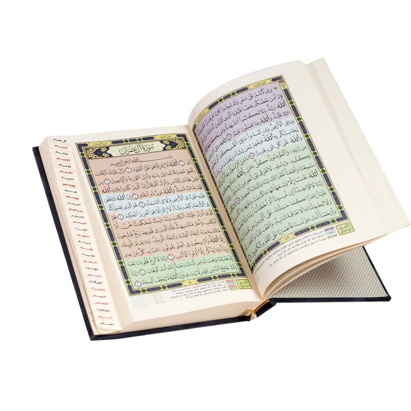 The Holy Qur’an with the Ottoman drawing, with the narration of Hafs on the authority of Asim, indexed in gray velvet with gold, with the substantive division of the Noble Qur’an 14/20
