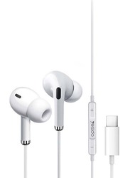 YH35 Heavy Bass Digital Decode Chip Type-C Cable In-Ear Earphones with HD Microphone, White