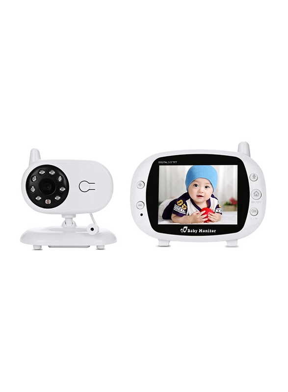 3.5 inch Wireless Night Vision TFT LCD Video Baby Monitor with 2-way Audio Infant Baby Camera Digital Video Nanny Babysitter, White