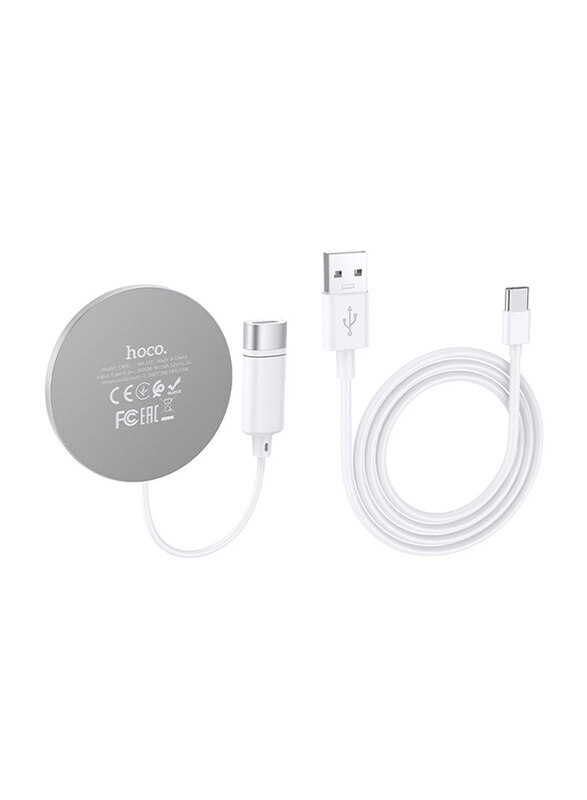 Hoco CW31 15W Magnetic Wireless Charger with USB Type-C Cable, White