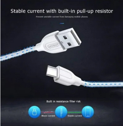Joy Room 1-Meter USB Type-C Cable, Data Sync Fast Charging USB Type A Male to USB Type-C, White