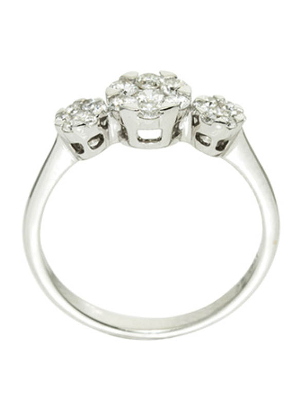 Mamiya 18k White Gold Engagement Ring for Women with 0.56 Carat 21 Diamonds, Silver