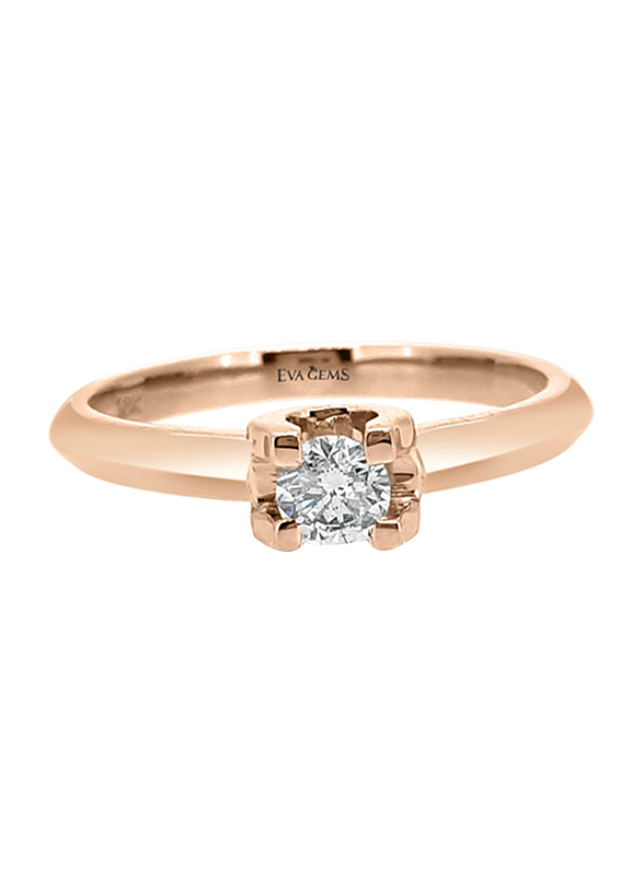Mamiya Eva Gems 18k Rose Gold Engagement Ring for Women with 0.20 Carat Solitaire Diamond, Rose Gold
