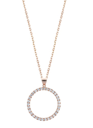 Mamiya 18K Gold Circle of Life Pendant Necklace for Women, with 0.84ct Diamonds, Rose Gold