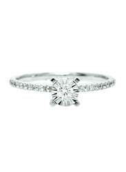 Mamiya Classy 18k White Gold Engagement Ring for Women with 0.26 Carat 21 Diamond, Silver