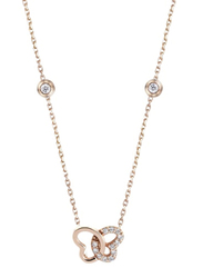 Mamiya 18K Gold Butterfly Heart Pendant Necklace for Women, with 0.11ct Diamonds, Rose Gold