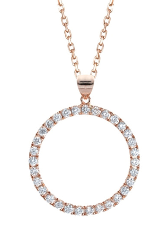 Mamiya 18K Gold Circle of Life Pendant Necklace for Women, with 0.84ct Diamonds, Rose Gold