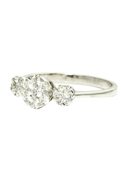 Mamiya 18k White Gold Engagement Ring for Women with 0.56 Carat 21 Diamonds, Silver