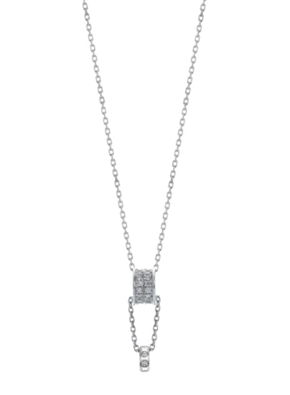 Mamiya 18K Gold Illusion Setting Pendant Necklace for Women, with 0.32ct Diamonds, White Gold