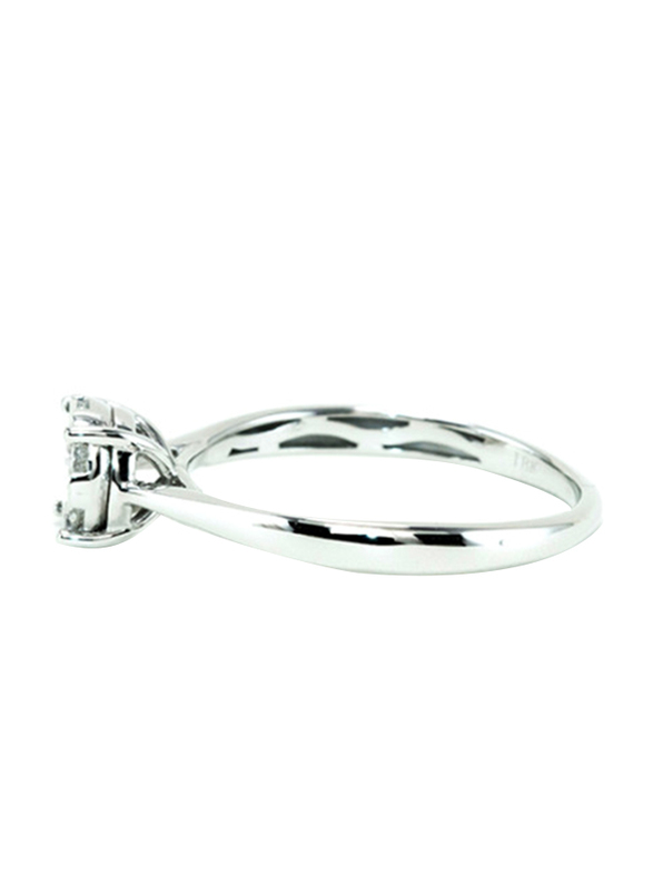 Mamiya Dream Winner 18k White Gold Engagement Ring for Women with 0.24 Carat 7 Diamonds, Silver