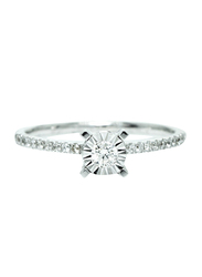 Mamiya Classy 18k White Gold Engagement Ring for Women with 0.26 Carat 21 Diamond, Silver