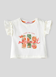 Jelliene Knit Tee with Orient At Front for Girls, 18-24 Months, White