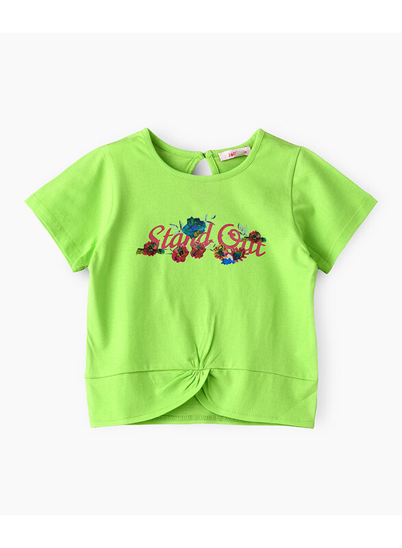 

Jelliene Cotton Knit T-Shirt with Print for Girls, 5-6 Years, Green