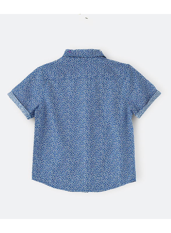 Jam Cotton Short Sleeve Woven Shirt for Boys, 9-10 Years, Blue