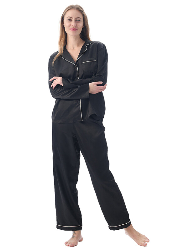 

Lacy Dreams Elegant and Comfortable Sleepwear Top and Pyjama Set, Small, Black