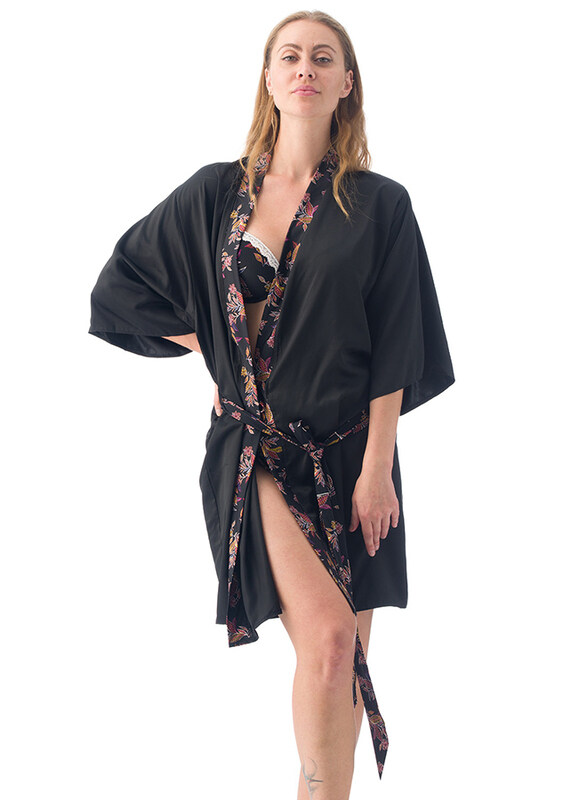 

Lacy Dreams Solid Nightwear Robe for Women, 12/14 UK, Black